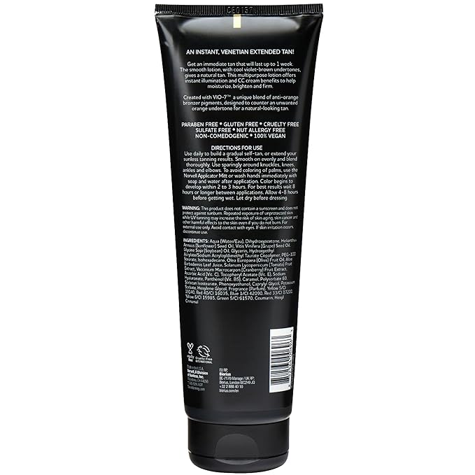 Norvell Venetian Sunless Self Tanner Gradual Color Extender Moisturizing Lotion, 8.5 fl.oz - Self Tanning Cream with Violet and Brown Tone, Instant Bronzers Fake Tan