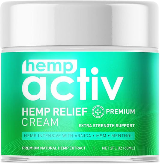 Joint & Muscle Relief Cream, Infused with Hemp, Menthol, MSM & Arnica, Soothe Discomfort in Your Back, Muscles, Joints, Neck, Shoulder, Knee, Nerves - 2 Fl Oz
