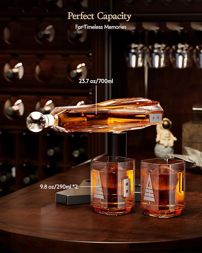 Kollea Birthday Gifts for Men Dad, Galaxy Spaceship Whiskey Decanter Sets for Men, Spacecraft Limited Edition, 2 Funny Glasses, Unique Guys Brother Gift Idea, Liquor Decanter for Bar, Anniversary, Him
