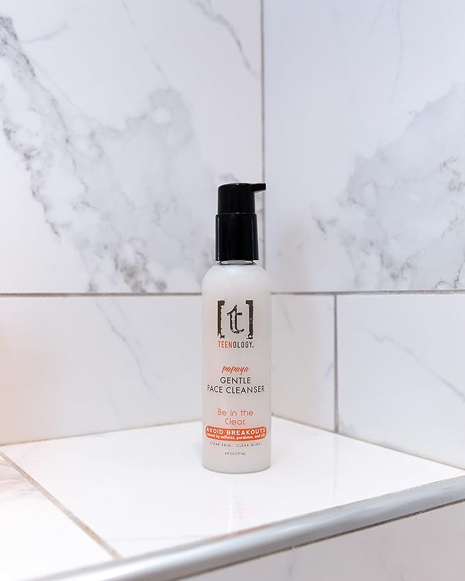 Teenology Gentle Face Cleanser for Teens - Helps with Acne and Breakouts - Fresh Papaya Scent 6 Ounce