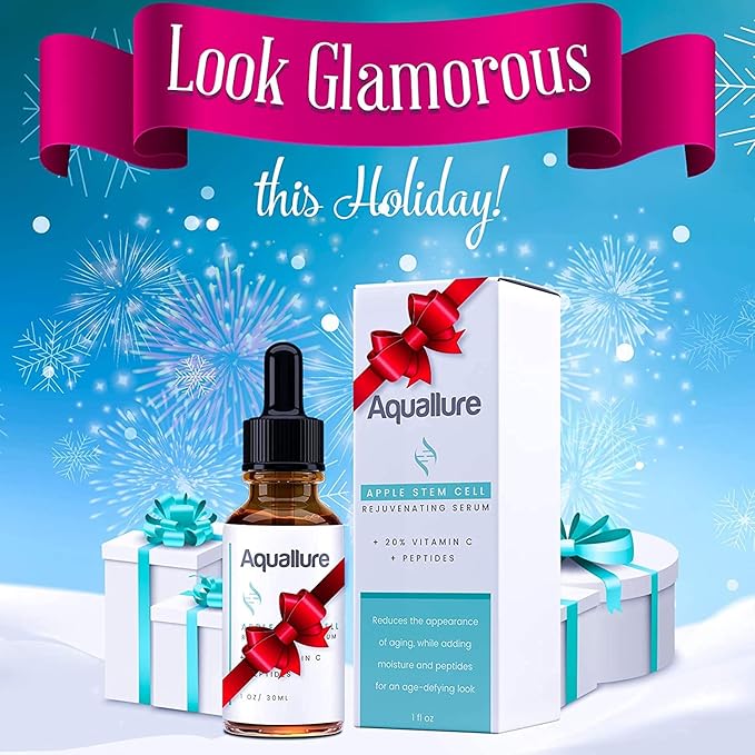 Exfoliating Face Scrub (1.69 oz) - Aquallure Apple Stem Cell Rejuvenating Serum (1 oz) - Anti Aging - Pore Refining Microdermabrasion - Green Tea, Peptides & Hyaluronic Acid (2 items)