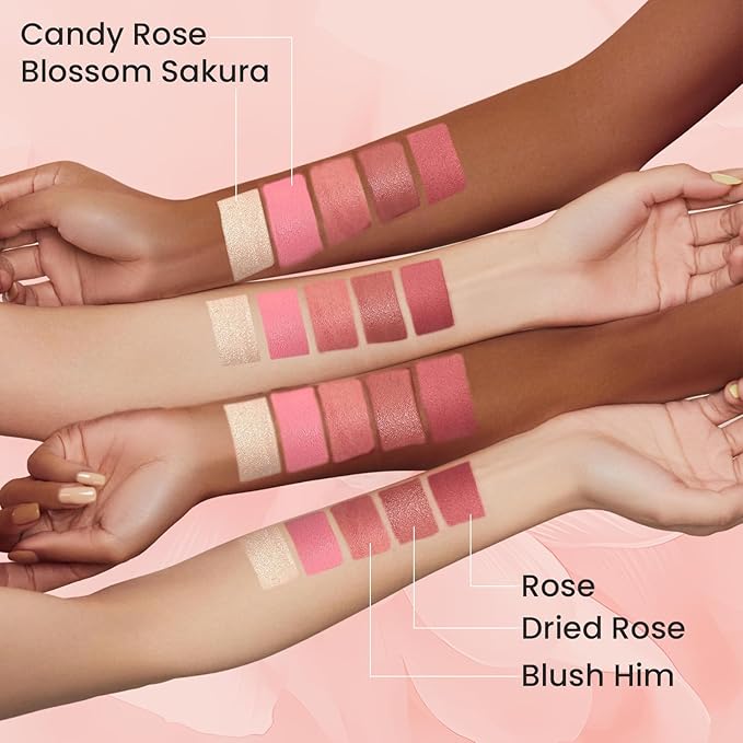Blush Stick for Cheeks, Cream Blush with Heart-shaped, Candy Rose
