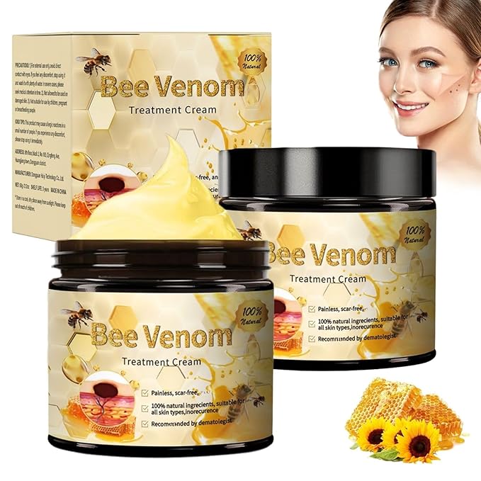 2PCS Bee Venom Skin Treatment Cream, Bee Venom Cream, New Professional Bee Ve-nom Repair cream, Bee Ve-nom Moisturizing Cre-am for All Skin Types