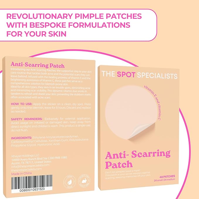 The Anti Scarring Patch (48 Patches) | Bespoke Formula Pimple Patches for Face to Fight Acne & Minimize Scars | Results After 6 Hours | Strategically Curated Ingredients | Created By Dermatologists