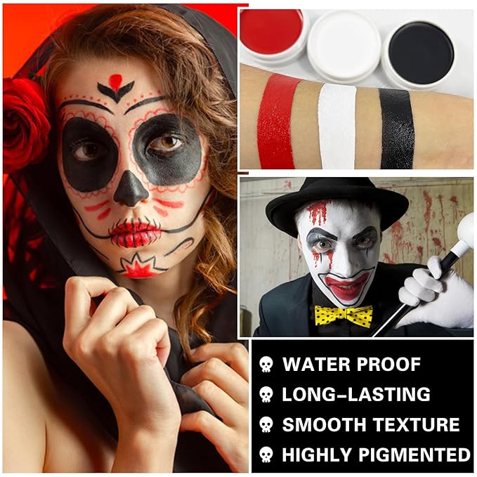 3 PCS Black White Red Face Body Paint