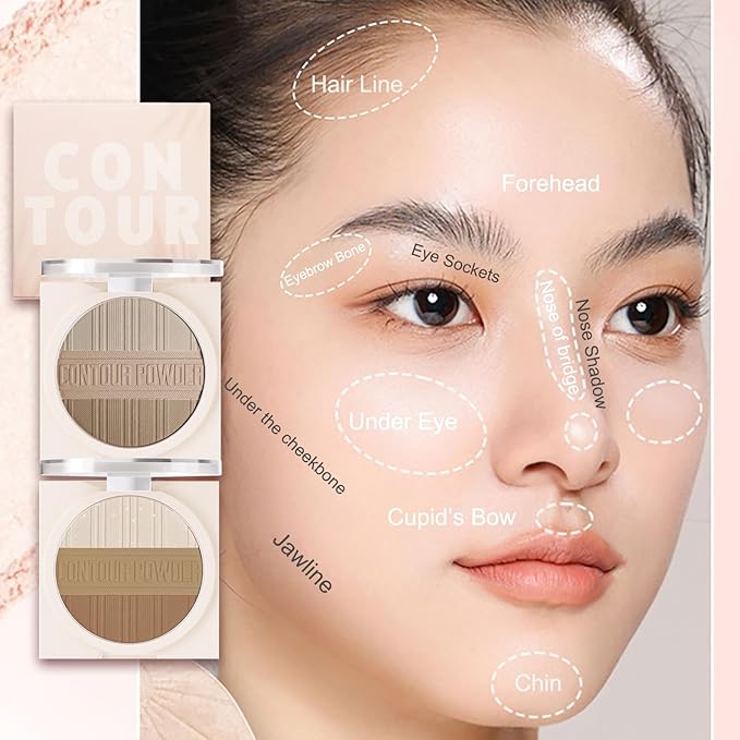 Contour Powder Makeup Palette Matte Shimmer Face Sculpting Warm Brown