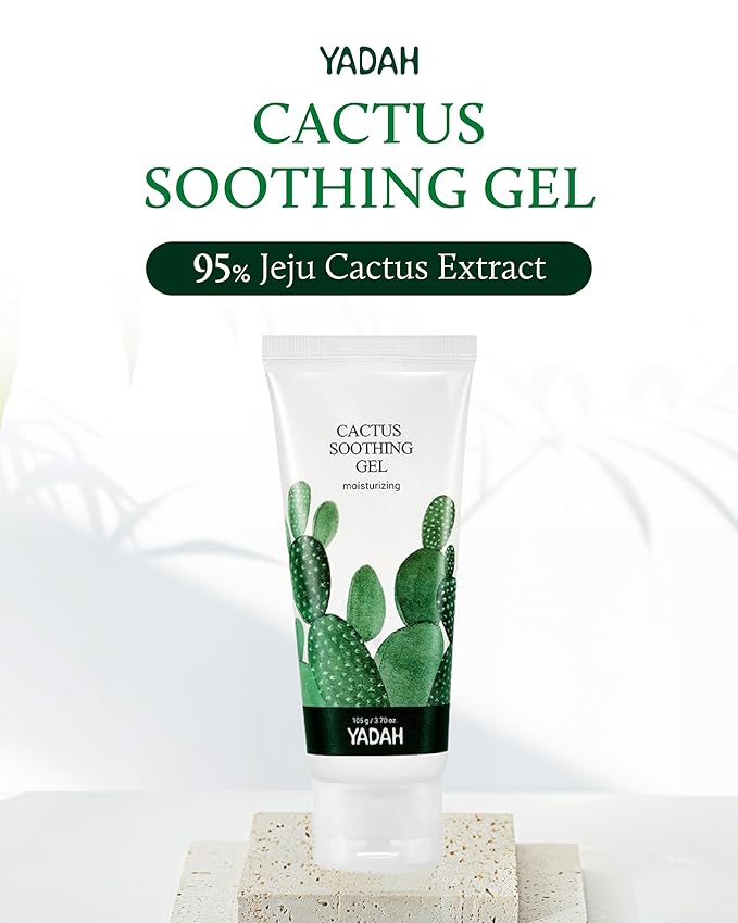 YADAH Cactus Soothing Gel (8.45fl oz) - Sunburn Relief, Calm, Cool & Soothe Irritated Skin, Face Redness. Korean Skin Care. 95% Cactus Extract, Vegan.