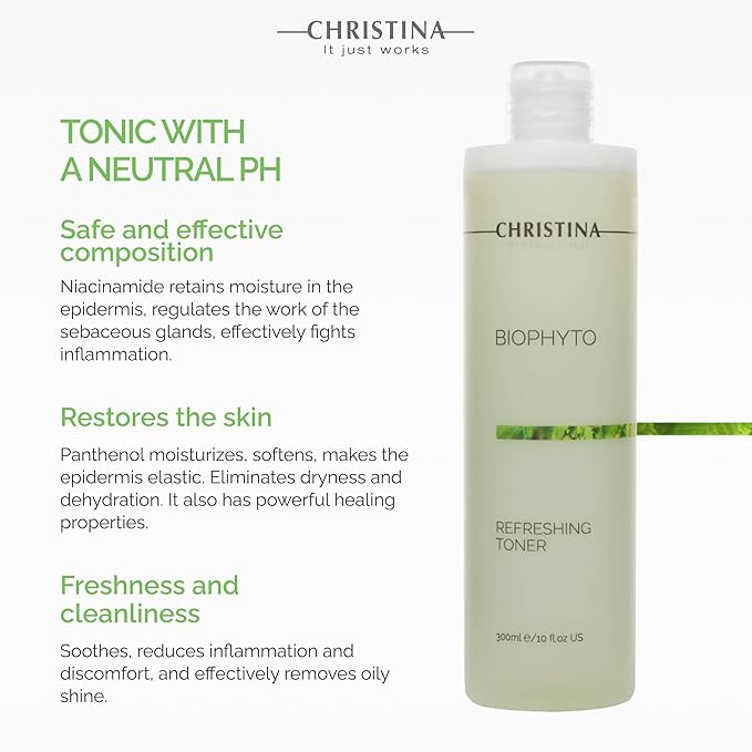 Christina Bio Phyto Facial Toner | Gentle Cleansing Toner for Face | Eye Area Friendly Facewash | Optimal Consumption Packaging | Skin Regeneration, Irritation Relief, and Moisturization 300ml
