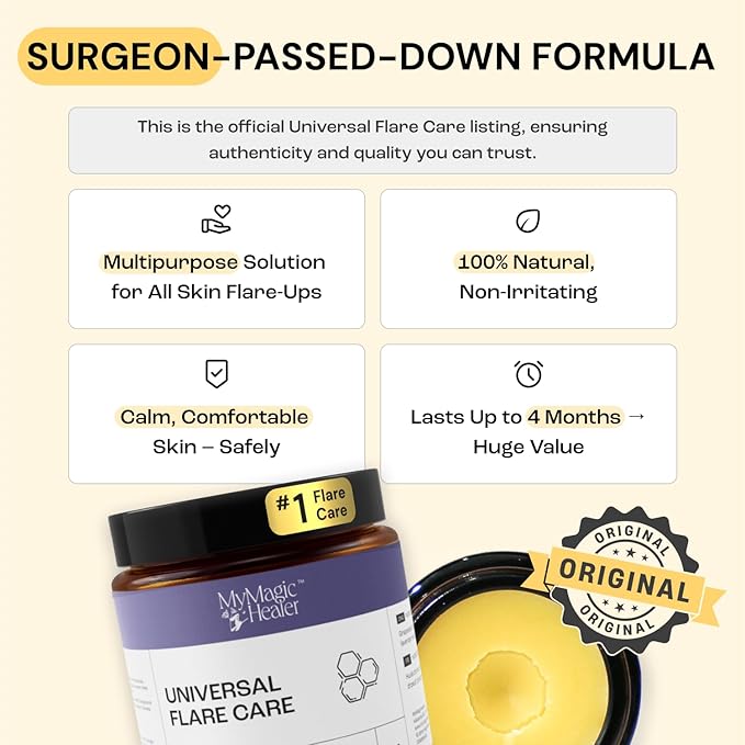 Universal Flare Care | Relief for 97% of Skin Issues | Cysts, Inflamed Skin, Hidradenitis Suppurativa, Abscesses, Impetigo | All Natural Flare Up Solution With Propolis & Egg Yolk Extract 4 oz