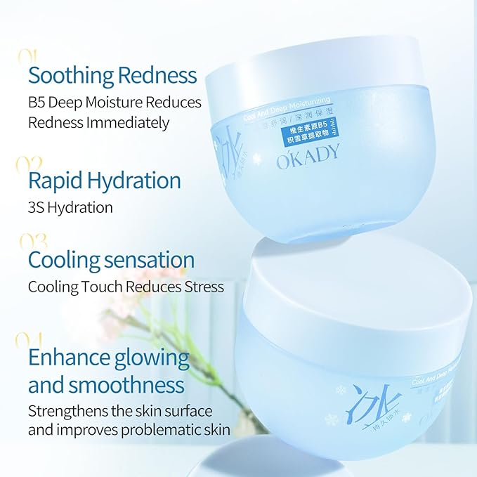 Centella Sorbet Cream with Vitamin B5 Niacinamide VE for Hydrating Soothing Face Moisturizer Sun Care Non Greasy Lightweight