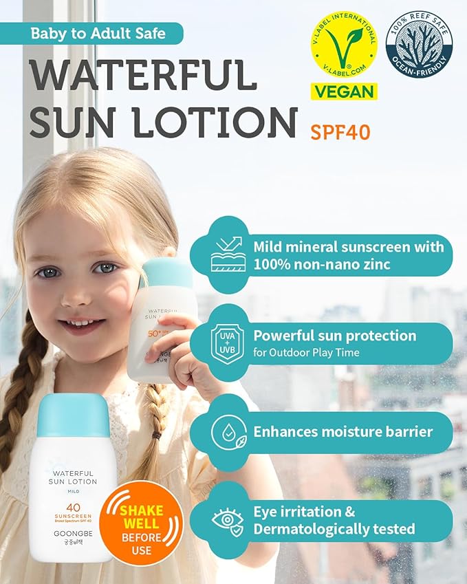 Sun Lotion SPF 40 & Sun Stick SPF 50-100% Zinc Oxide Mineral Sunscreen - No White Cast - Vegan Reef-Safe for Babies Kids Adults - Korean Skincare, 2.82oz & 0.49oz
