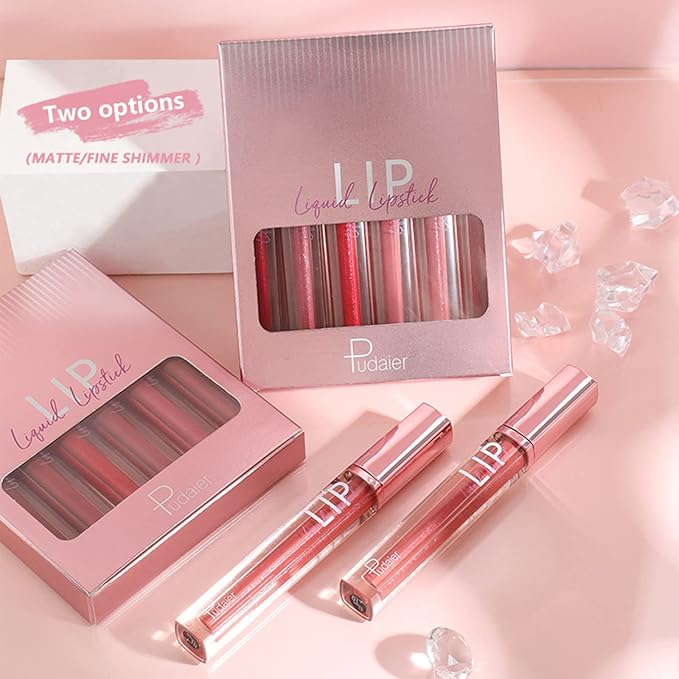 Glitter Lipgloss Set with Gift Box, 6 Colors Glitter