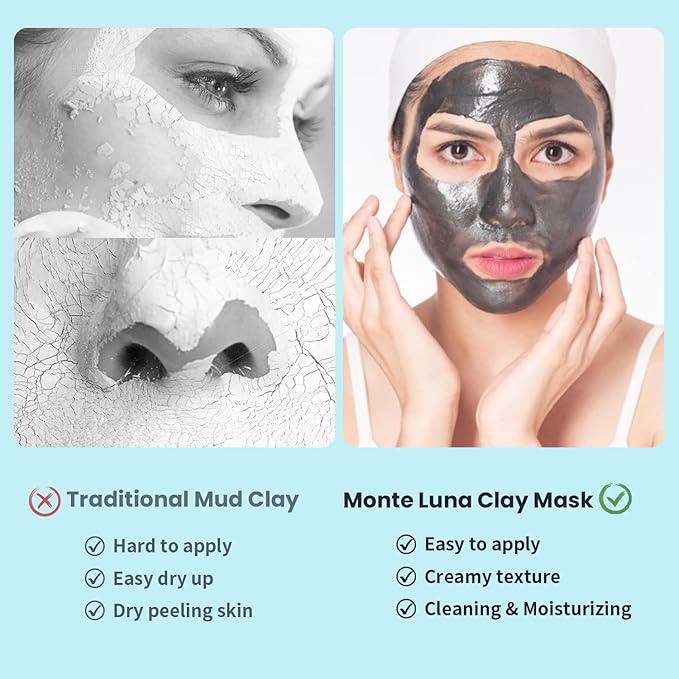 KAISASA 3PCS Clay Face Mask Skincare - Facial Skin Care Mask for Deep Pore Cleansing Turmeric Dead Sea Mud Green Tea Purifying and Hydrating - Reduce Acne Blackheads for Women and Men 2.5 OZ each