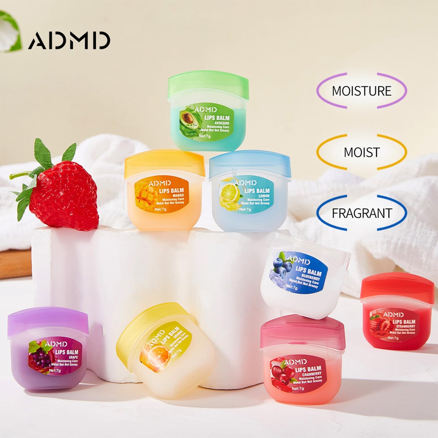 8 Pack Lip Mask Nourish and Hydrate Lip Mask Moisturizing Fruit Flavor Lip balm Set for Dry Cracked Lips Overnight Lip Treatment Reduce Lip Lines