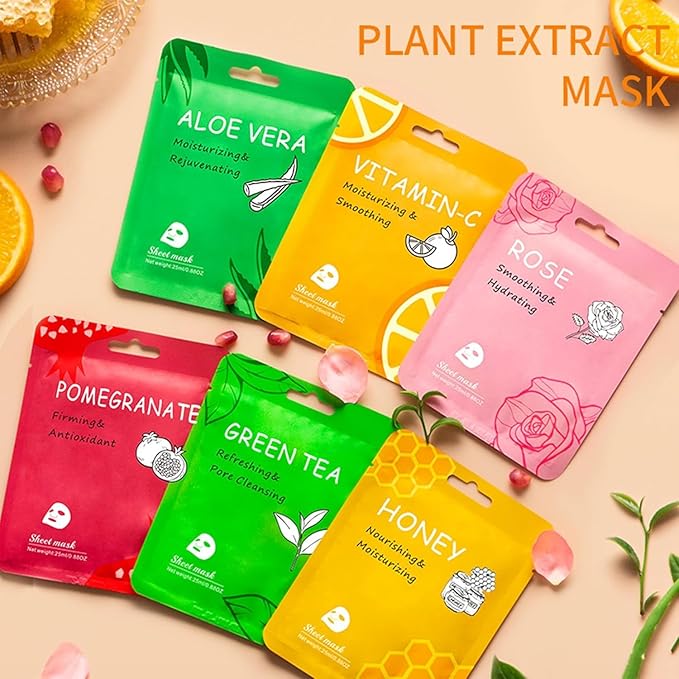 18 Pack Collagen Face Masks Skincare Bulk,Hydrating Spa Face Mask Beauty for Sensitive Skin,Sheet Mask for Skin Care, Facial Mask Sets Birthday Party Gifts for Women/Teen Girls/Kids