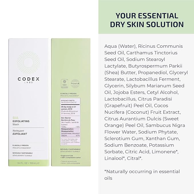 Bia Exfoliating Face Wash 2.0 - Gentle Facial Cleanser for Women, Dry & Sensitive Skin - Vegan Face Cleanser with Jojoba & Milk Thistle, All Skin Types, Cruelty-Free Skincare (3.4oz)