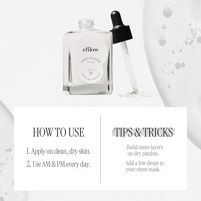 Jericho Rose Biome Hydrating Ampoule | Moisturizing KoreanAmpoule and Facial Serum | Korean Hydrating Serum & Ampoule Skin Care | Moisture-Boosting Face Serum for Glowing Skin (1.69 Fl. Oz)