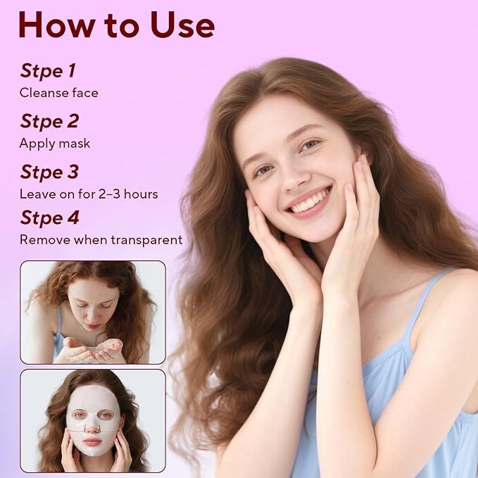 Bio-Collagen Real Deep Mask, 4 Pack Overnight Hydrating Face Mask for All Skin Types,Original Hydrating Collagen Face Mask