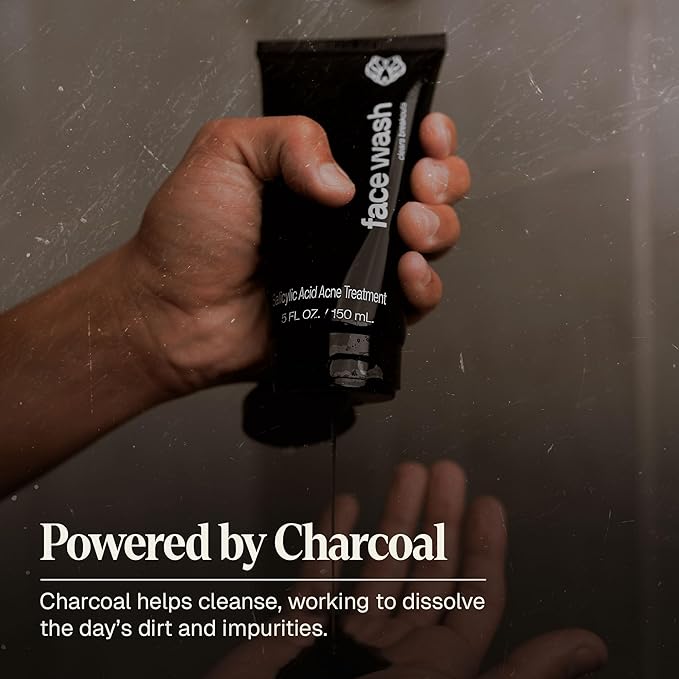 Black Wolf Men’s Charcoal Powder Face Wash - 5 Fl Oz, 2 Pack - Facial Cleanser Removes Unwanted Impurities from Your Skin & Soothes Irritation