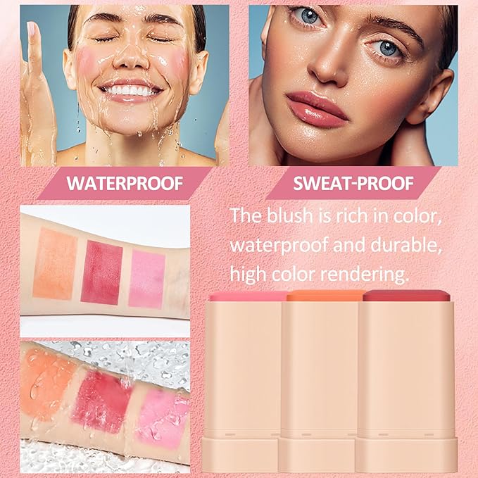 DAGEDA Cream Blush For Cheeks, 2-in-1 Face Blush (Hot Red)