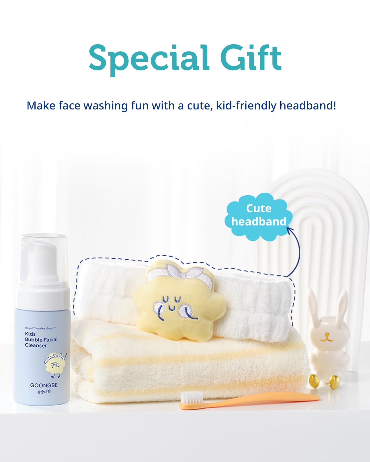 GOONGBE Kids Facial Care Kit - Korean Low pH Bubble Facial Cleanser & Moisture Face Lotion - Face Wash & Moisturizer Set with Cica & Panthenol - Allergen-Free Formula 3.38 fl.oz. & 2.7 oz.