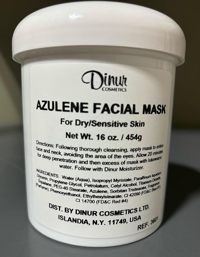 Azulene Facial Mask Ultra Hydrating for Dry & Sensitive Skin Moisturizing and Soothing Treatment Rejuvenates Skin Cells 16 oz. 450 ml.