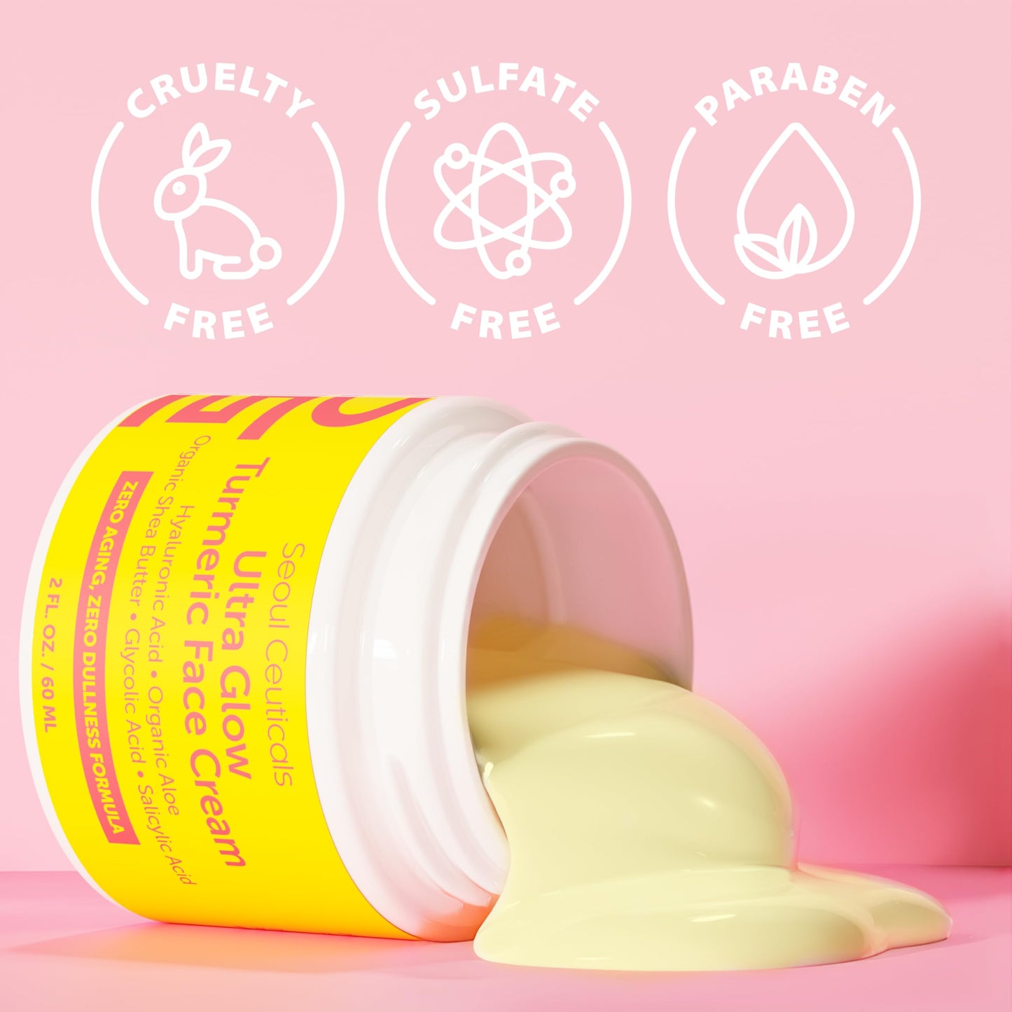 SeoulCeuticals Korean Skin Care Turmeric Cream – Face Moisturizer for Dull Dry Skin - Korean Skincare K Beauty for Glass Skin 2oz