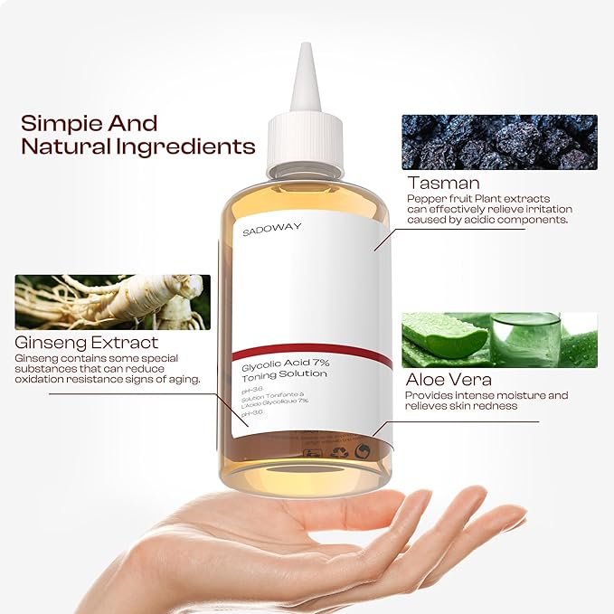 Glycolic Acid Toner: 240ml Glycolic Acid 7% Exfoliating Toner Toning Solution Which Soothes and Hydrates Skin