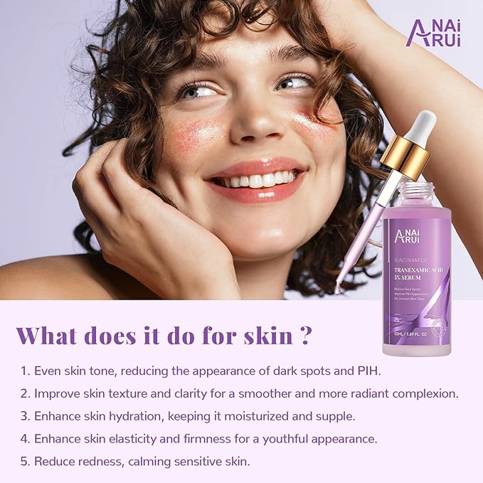 ANAI RUI 5% Tranexamic Acid Serum With Niacinamide,Kojic Acid, Arbutin,for Uneven Skin Tone 1.69 FL.Oz/50 ML