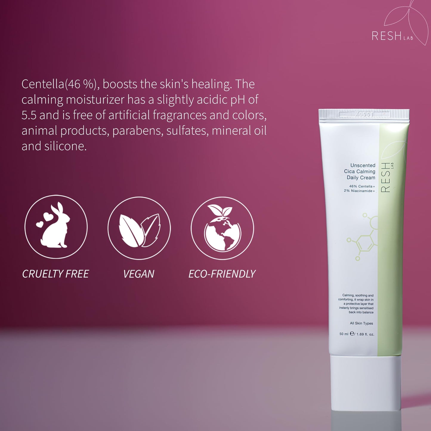 Rash Lab Cica Cream – Korean Centella Face Moisturizer for Sensitive Skin | Anti-Redness Soothing Repair Cream with Niacinamide & Ceramide | Lightweight Hydrating Daily Facial Moisturizer 50 ml