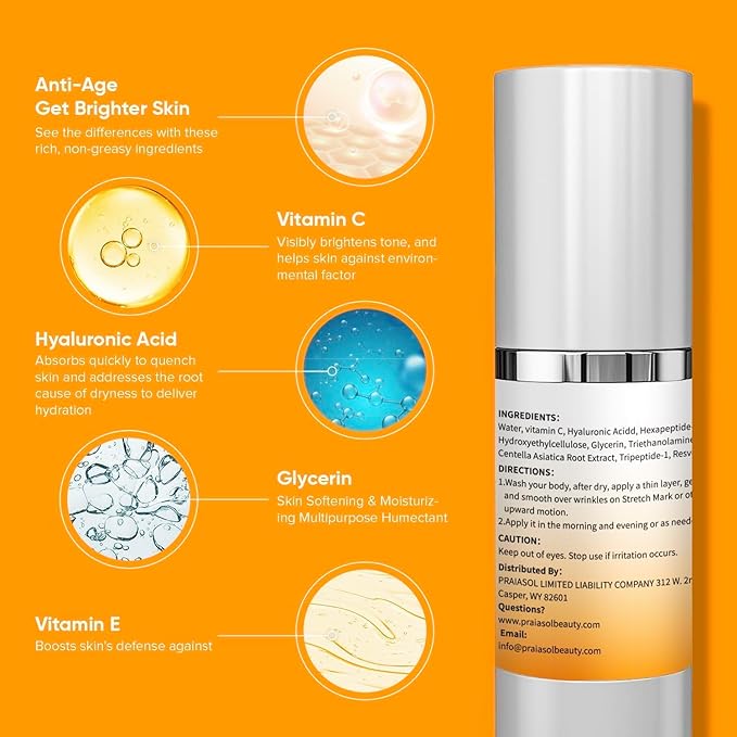 Super Vitamin C Serum for Women Over 70:Glow-Activating Maker Advanced Anti-Aging Formula, Wrinkle Cream for Face, Anti Aging Cream, Hydrates, Softens, Lifts and Firms Super Vitamin C Serum