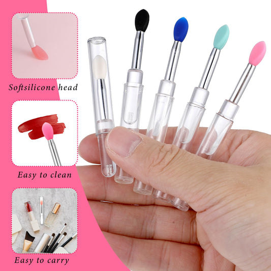 10 Pcs Lip Mask Applicator Silicone Lip Brush Colorful Mouth Balm Applicator with Transparent Handles and Caps for Makeup Beauty Brushes for Applying Mask Oil, Lipstick Gloss, Ten Colors