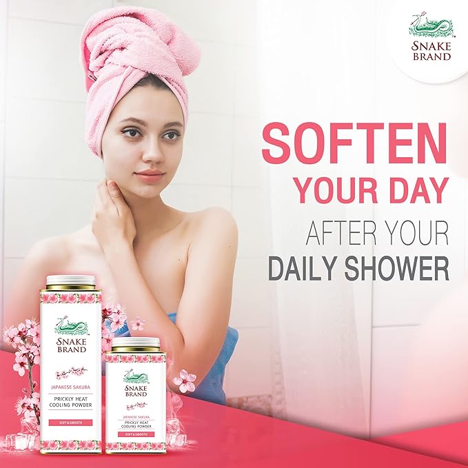 Snake Brand Prickly Heat Cooling Powder for Everyday / 280g) 9 Oz