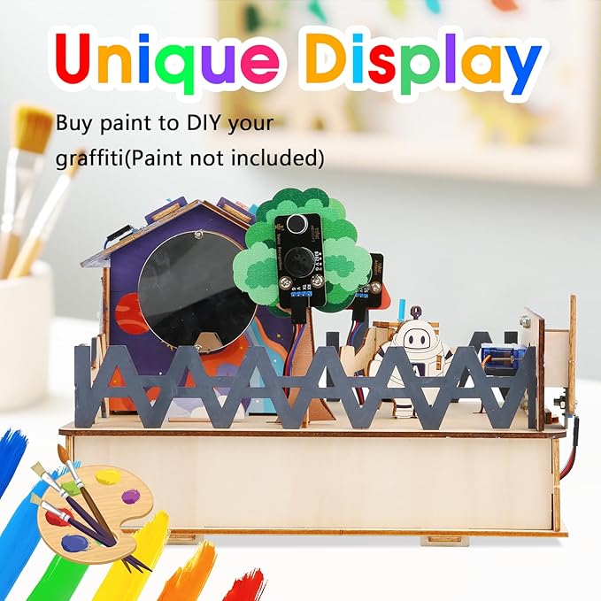 ESP32 IoT STEM Kit for Arduino/Acecode, 3D Wooden Puzzles Smart Home Learner Kit for Kids Age 10+, Educational STEM Toy House DIY Sensor Coding Set, Voice/APP Control, Gift for Adults Teens Boys Girl