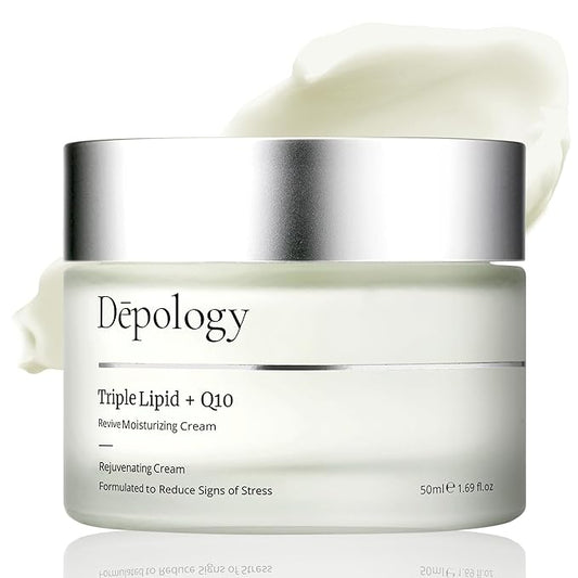 depology Triple Lipid+Q10 Facial Moisturizer | Daily Face Cream with Ceramides and Niacinamide for All Skin Types | Hydrating Face Moisturizer Targets Signs of Skin Stress | 1.69 fl oz