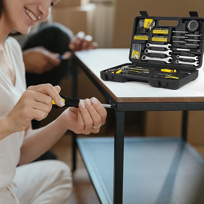 149-Piece Automotive and Household Tool Set, Small Tool Kit for Car Enthusiasts，DIY Home Repairs, Beginners, and Household Maintenance (Yellow)