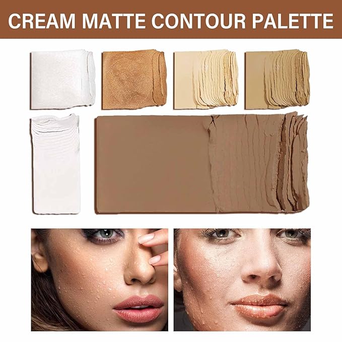Boobeen 6 Colors Cream Contour Makeup Palette, Highlighter