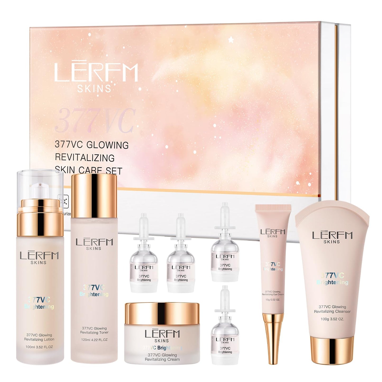 AESTHTANY Skin Care Set 9 in 1 Facial Cleanser, Toner, Serum, Face Lotion, Cream & Eye Cream – Hydrating, Anti-Aging &Brightening Daily Routine for Glowing Skin