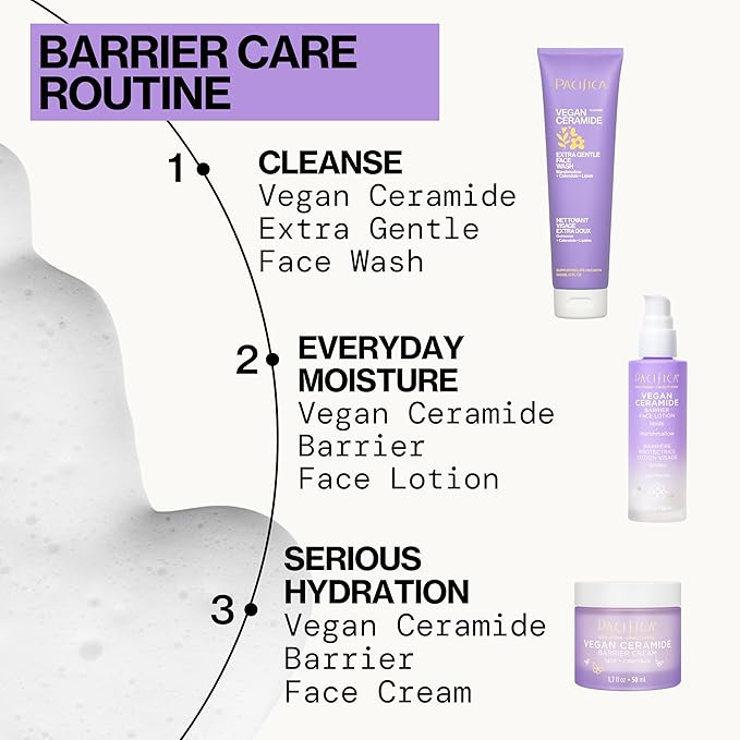 Pacifica Face Wash for Sensitive Skin Facial Cleanser Vegan Ceramide Barrier Repair Extra Gentle for Daily Fragrance Free for Sensitive Skin, Clean Beauty, Vegan & Cruelty-Free Dermatologist Tested