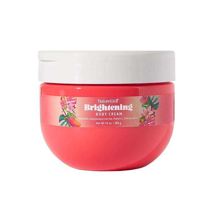 NATURE WELL Brightening Body Cream, Infused with Radiance-Boosting Antioxidant-Rich Vitamin C & Ultra-Hydrating Mango Butter, Refreshing Scent & Fast-Absorbing Luminous Finish, 10 oz