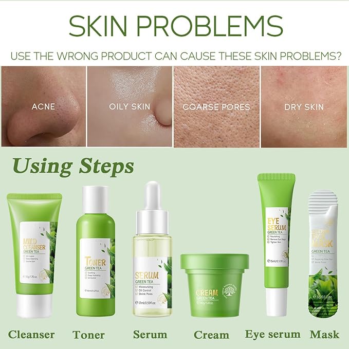 Skin Care Products Set, Green Tea