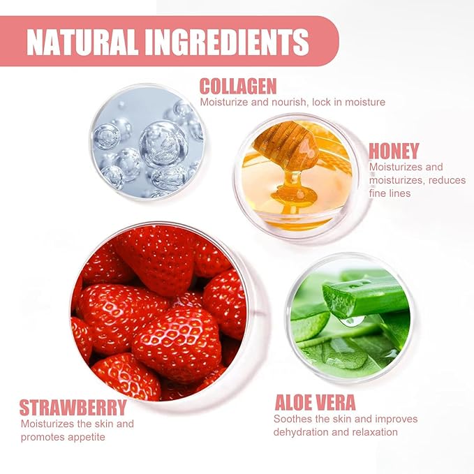 3 PCS Bee Lip Balm Lip Mask Honey Pot,Strawberry&Honey&Watermelon Lip Sleeping Mask,Hydrating Prevention Dry Lip Care,Moisturizing Lip Mask Overnight Reduces Lip Lines