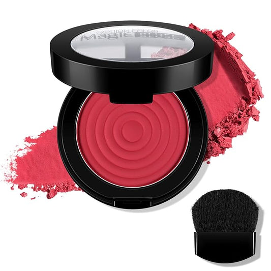 Boobeen Soft Blend Powder Blush for Cheeks, Buildable and Brush