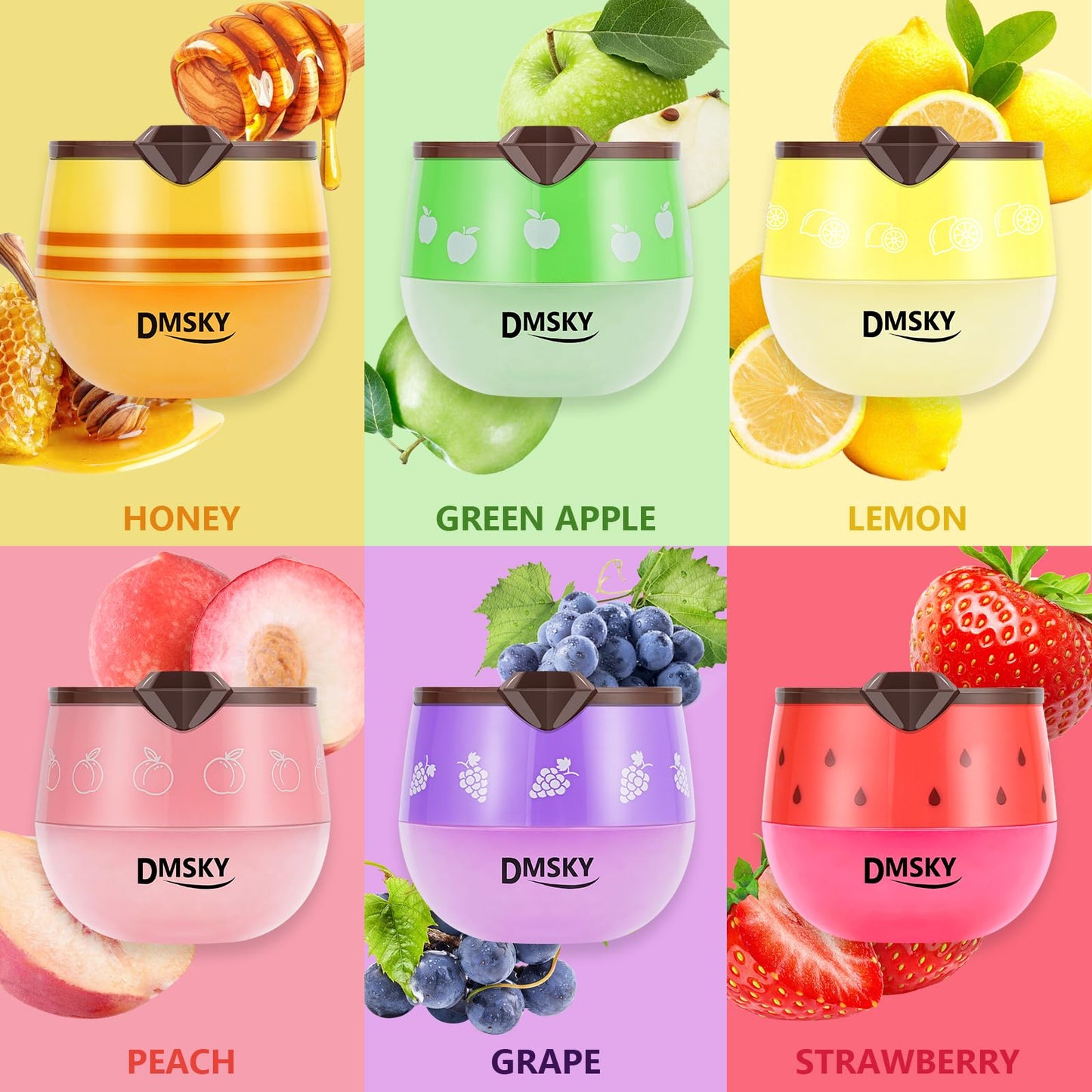 DMSKY 6 PCS Bee Lip Balm Honey Pot, Nourish & Hydrate Lip Sleeping Mask with Vitamin E, Lip Mask Overnight for Dry Lips, Reduces Lip Lines