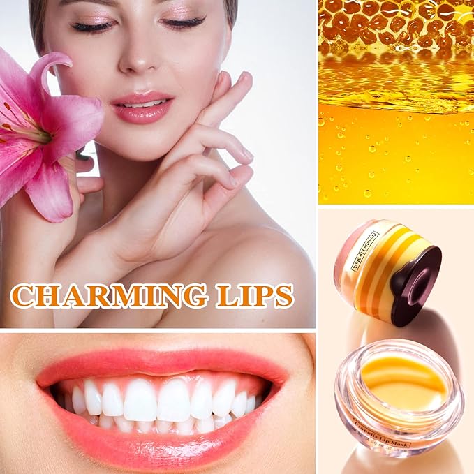 1PCS Bee Lip Balm Honey Pot,Honey Exfoliator