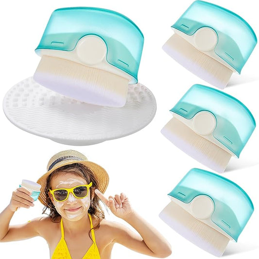 4 Pcs Sunscreen Applicator for Kids,sunscreen Brush Sunblock Applicator with Protective Case for Kids Baby Adult Sun Lotion Applicator Sun Cream Brush for Kids Women