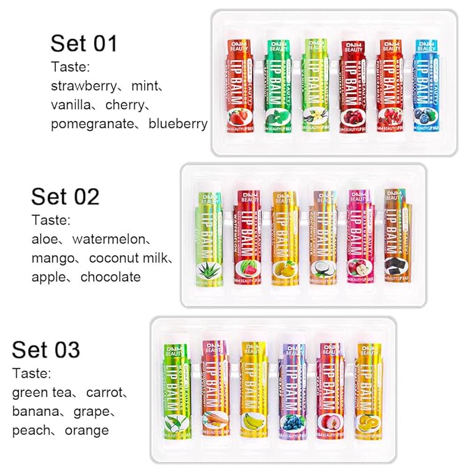 evpct 6Pcs Classic Fruit Flavour Flavored Moisturizing