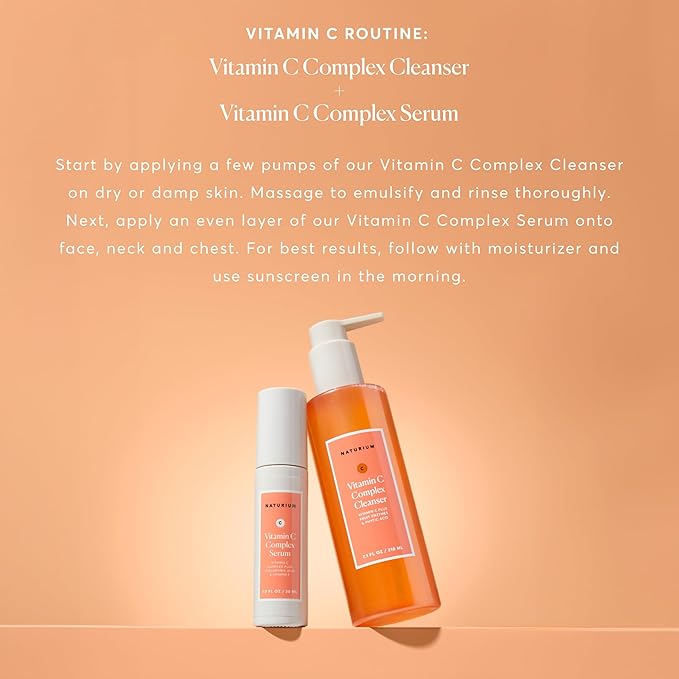 Naturium Vitamin C Complex Cleanser, Gently Exfoliating & Deeply Cleansing Foaming Face Wash Gel with Phytic Acid & Fruit Enzymes, 7.1 oz