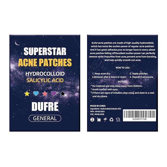 312CT Acne Patches For Face Hydrocolloid,Salicylic Acid,Star Pimple Patches 5Sizes 6Colors Cute Stickers