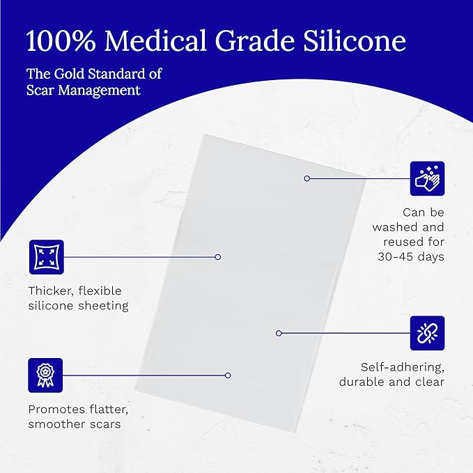 Rejuvaskin Scar Heal Kit for Medium Surgical Scars, Soften, Flatten, Reduce and Recover, Silicone Sheeting, RejuvaSil Gel & Medical Tape, 3" x 5"